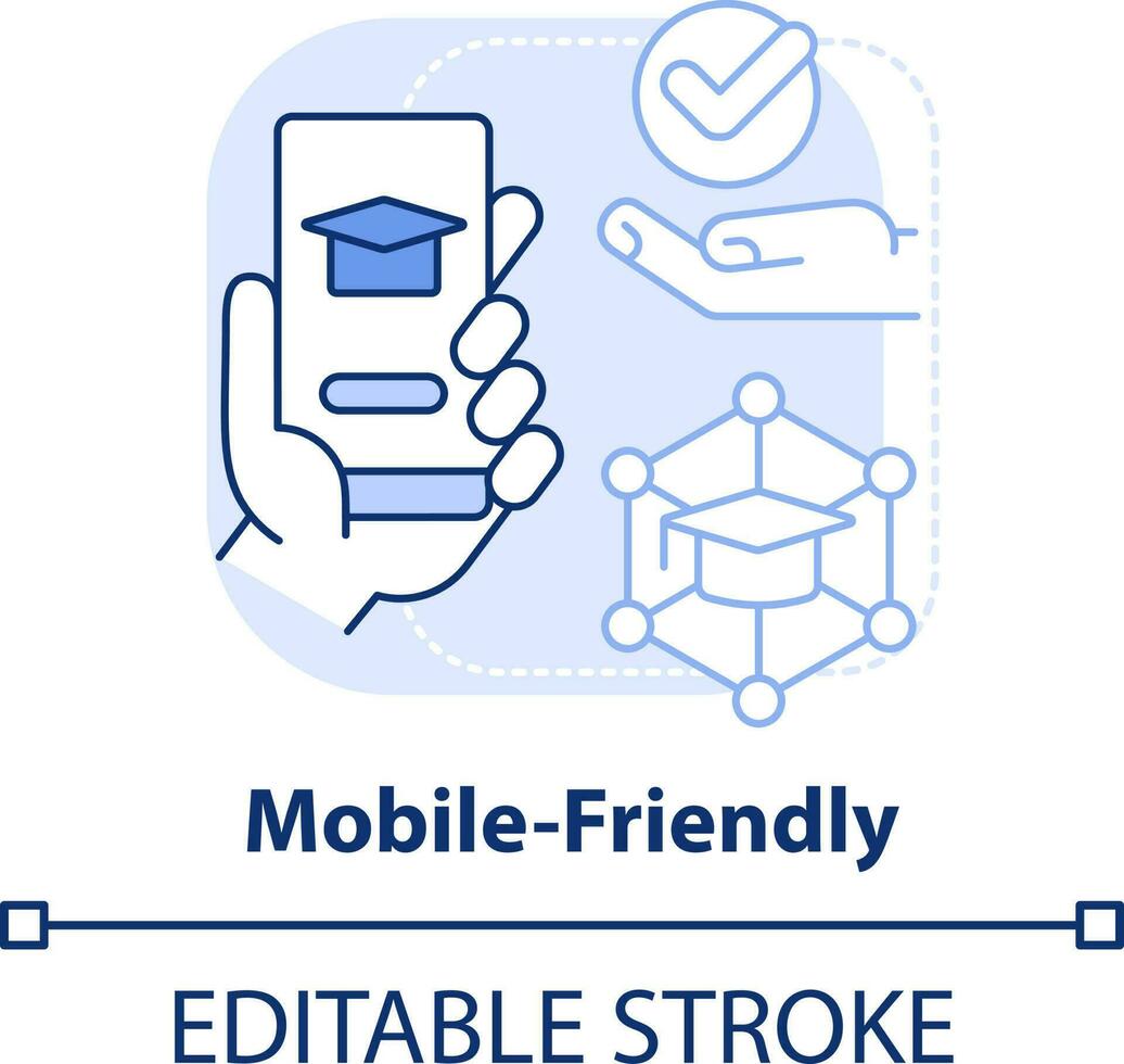 Mobile-friendly light blue concept icon. Microlearning feature abstract idea thin line illustration. E-learning software. Isolated outline drawing. Editable stroke vector