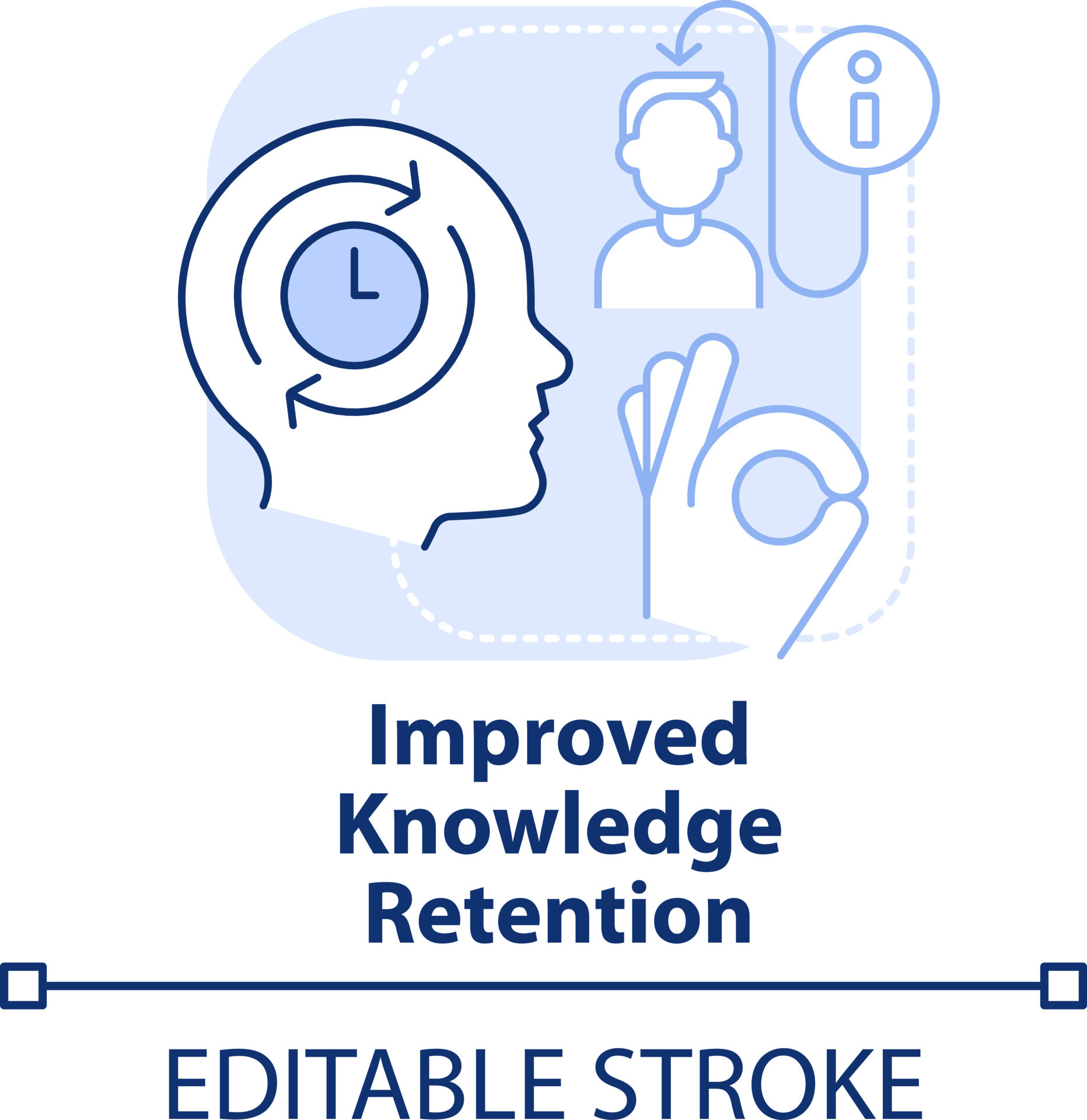 Improved knowledge retention light blue concept icon. Microtraining