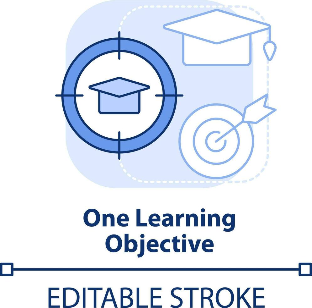 One learning objective light blue concept icon. Microtraining aspect abstract idea thin line illustration. Achievement. Isolated outline drawing. Editable stroke vector