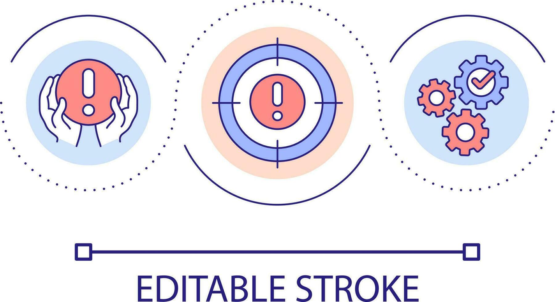 Focusing on risks loop concept icon. Trouble prevention. Danger containment. Crisis management abstract idea thin line illustration. Isolated outline drawing. Editable stroke vector