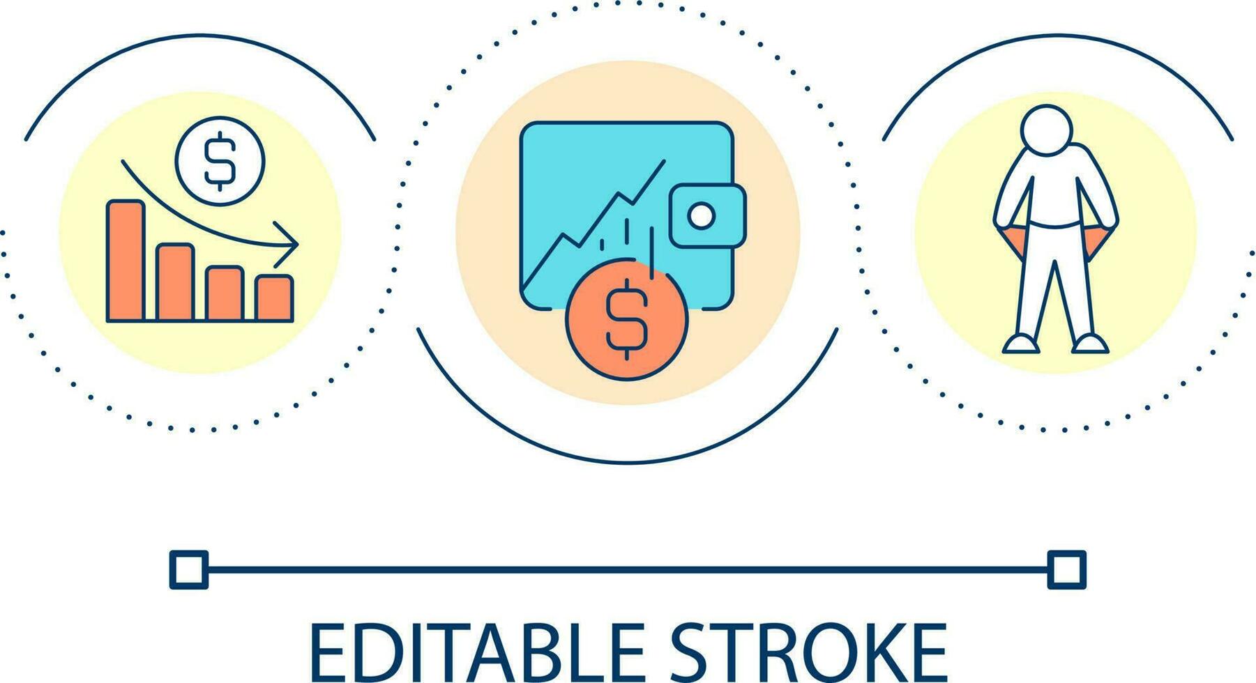 Bankruptcy loop concept icon. Unable to pay debts. Business crisis. Financial problems abstract idea thin line illustration. Isolated outline drawing. Editable stroke vector