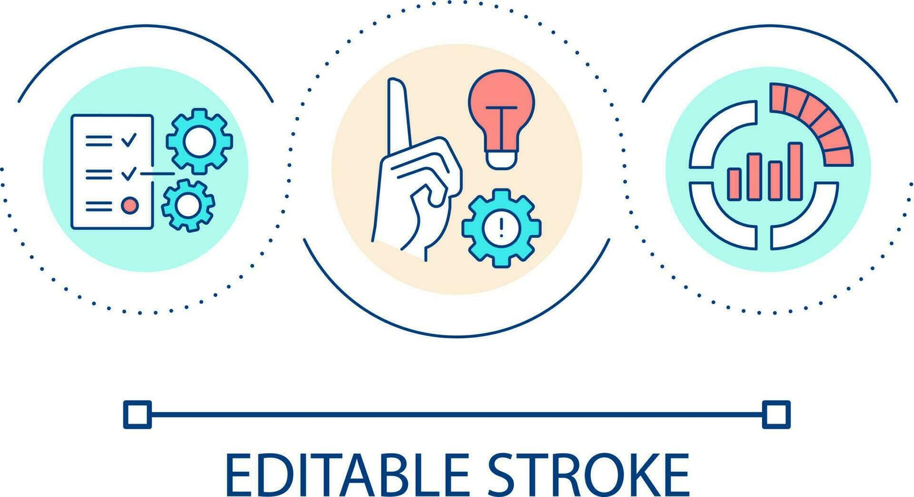Analyse and improve loop concept icon. Business process development. Experience and ideas abstract idea thin line illustration. Isolated outline drawing. Editable stroke vector