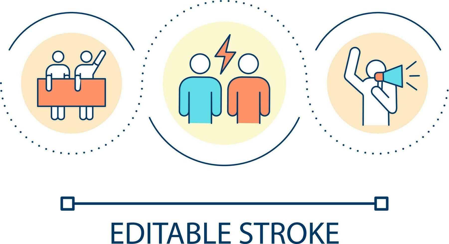 Strike loop concept icon. Employee protest. Disobedience of workers. Fighting for rights abstract idea thin line illustration. Isolated outline drawing. Editable stroke vector
