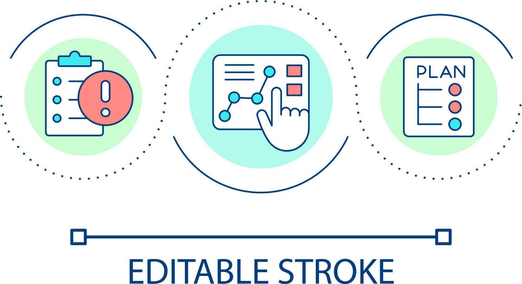 Business plan loop concept icon. Data analysis presentation. Crisis management project abstract idea thin line illustration. Isolated outline drawing. Editable stroke vector