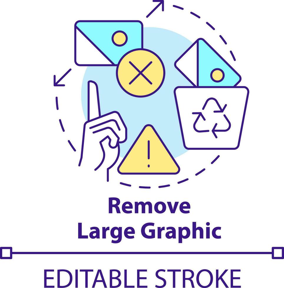 eliminar grande gráfico concepto icono. visual contenido. móvil primero diseño proceso resumen idea Delgado línea ilustración. aislado contorno dibujo. editable carrera vector