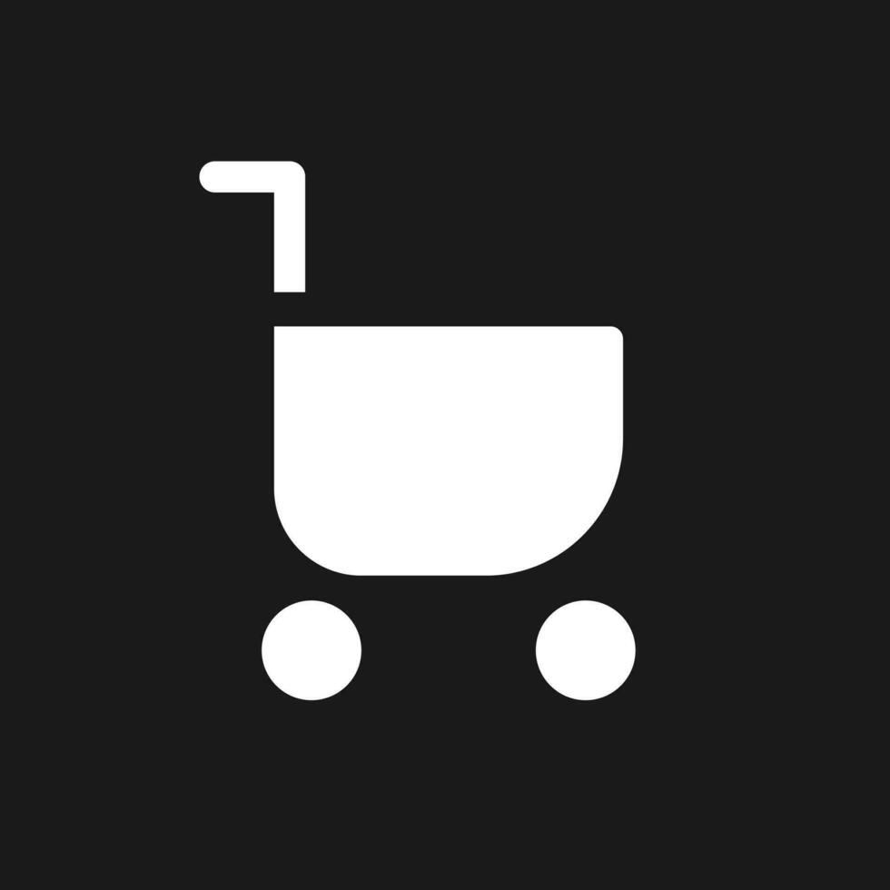 Shopping cart dark mode glyph ui icon. Purchase products from shop. User interface design. White silhouette symbol on black space. Solid pictogram for web, mobile. Vector isolated illustration
