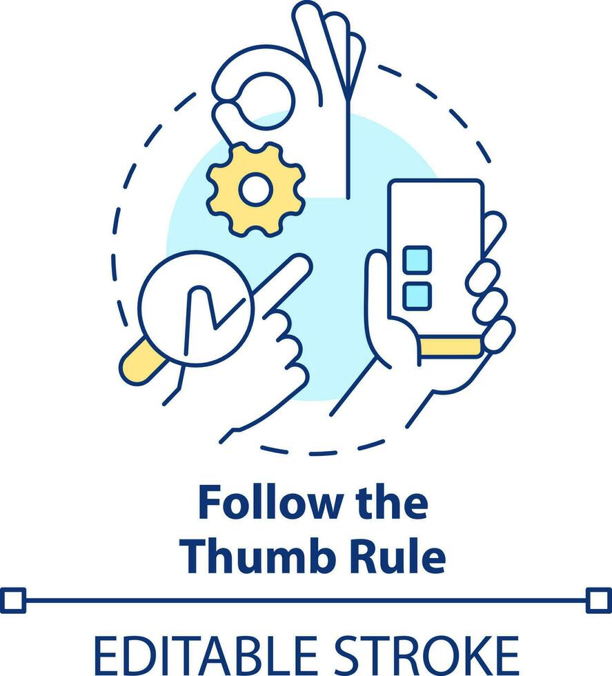 Follow thumb rule concept icon. Screen accessible area. Mobile website development abstract idea thin line illustration. Isolated outline drawing. Editable stroke vector