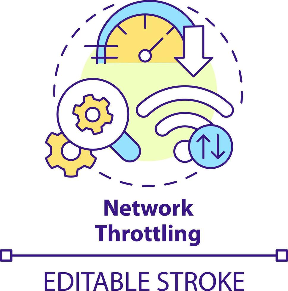 Network throttling concept icon. Speed limiting. Mobile first design testing abstract idea thin