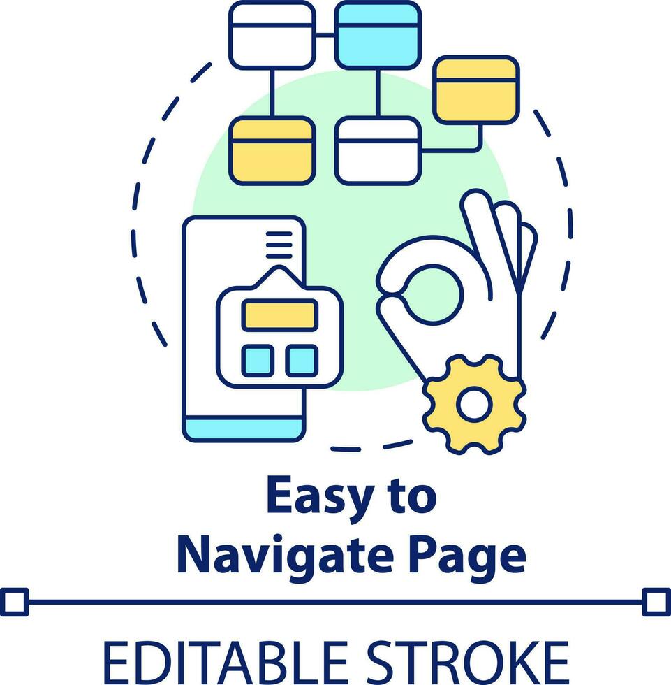 Easy to navigate page concept icon. Website menu design. Mobile design tip abstract idea thin line illustration. Isolated outline drawing. Editable stroke vector
