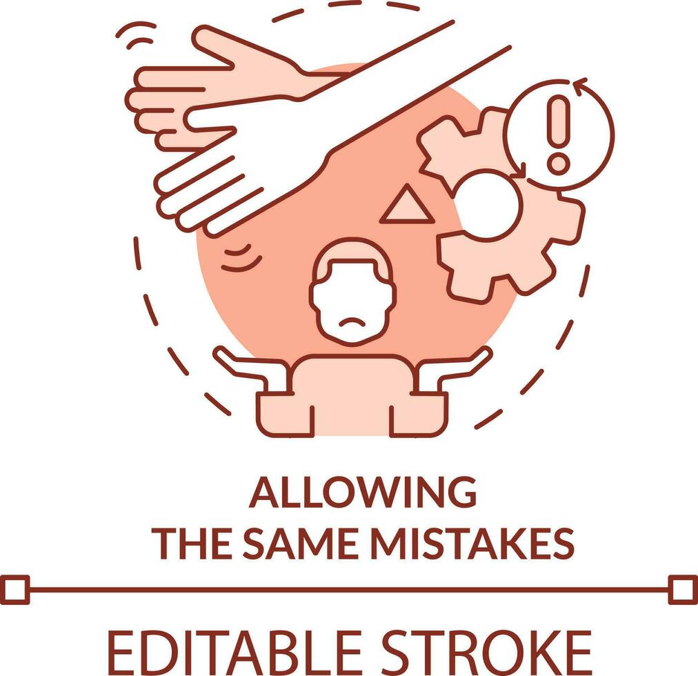 Allowing same mistakes terracotta concept icon. Toxic mentoring abstract idea thin line illustration. Mentee missteps. Isolated outline drawing. Editable stroke vector
