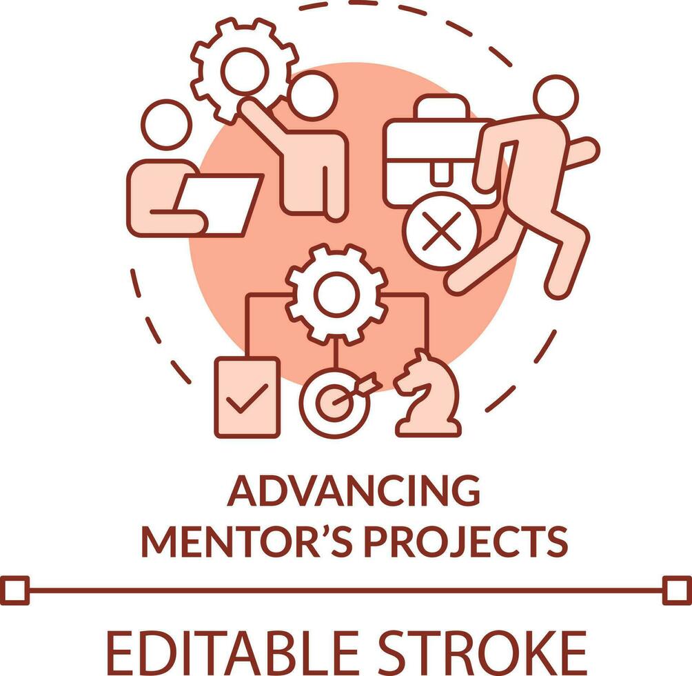Advancing mentor projects terracotta concept icon. Ethical issue in mentoring abstract idea thin line illustration. Isolated outline drawing. Editable stroke vector