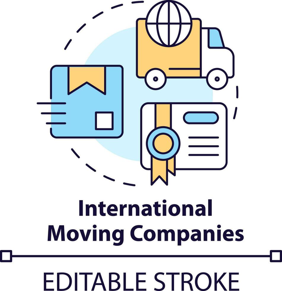 International moving companies concept icon. Transport services. Relocation agency abstract idea thin line illustration. Isolated outline drawing. Editable stroke vector