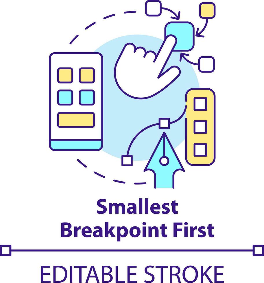 Smallest breakpoint first concept icon. Mobile first design process abstract idea thin line illustration. Isolated outline drawing. Editable stroke vector