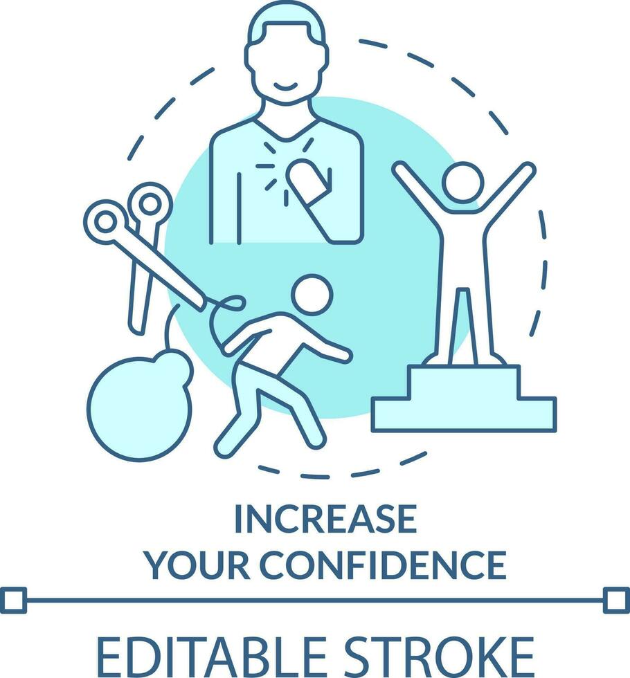 Increase confidence turquoise concept icon. Mentoring relationship advantage abstract idea thin line illustration. Isolated outline drawing. Editable stroke vector