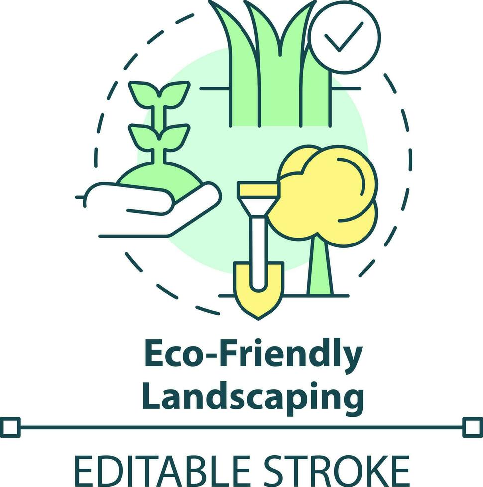 Eco friendly landscaping concept icon. Plants care service. Green business idea abstract idea thin line illustration. Isolated outline drawing. Editable stroke vector