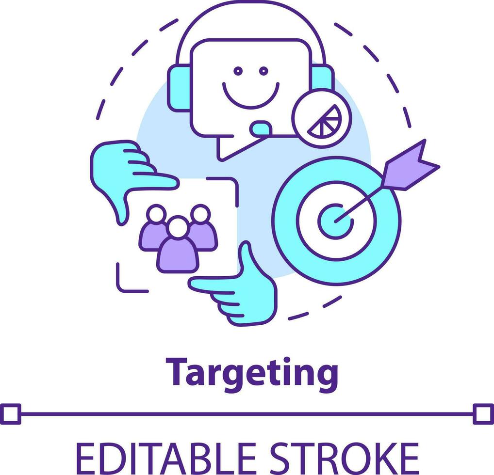 Targeting concept icon. Connect with potential buyers. Benefit of direct marketing abstract idea thin line illustration. Isolated outline drawing. Editable stroke vector