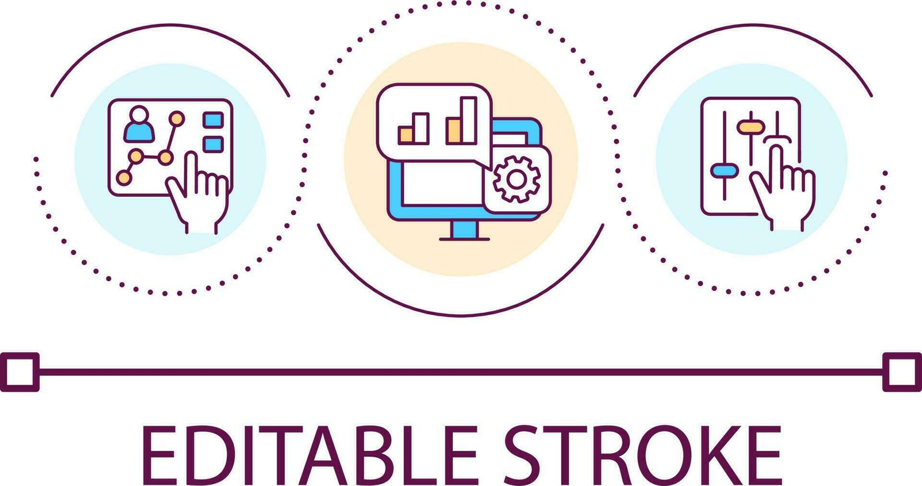 Information review and analysis loop concept icon. Data optimization technology. Online audit abstract idea thin line illustration. Isolated outline drawing. Editable stroke vector