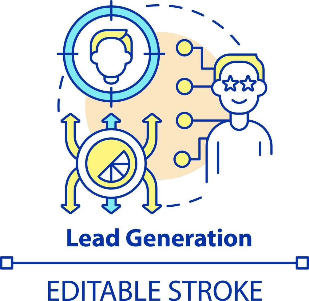 Lead generation concept icon. Collect customer data. Type of telemarketing activities abstract idea thin line illustration. Isolated outline drawing. Editable stroke vector