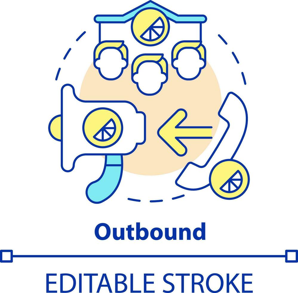 Outbound concept icon. Cold calls. Type of telemarketing activities abstract idea thin line illustration. Isolated outline drawing. Editable stroke vector