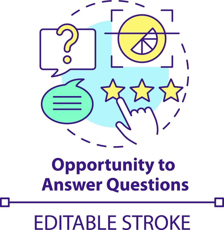 Opportunity to answer questions concept icon. Benefit of direct marketing abstract idea thin line illustration. Isolated outline drawing. Editable stroke vector