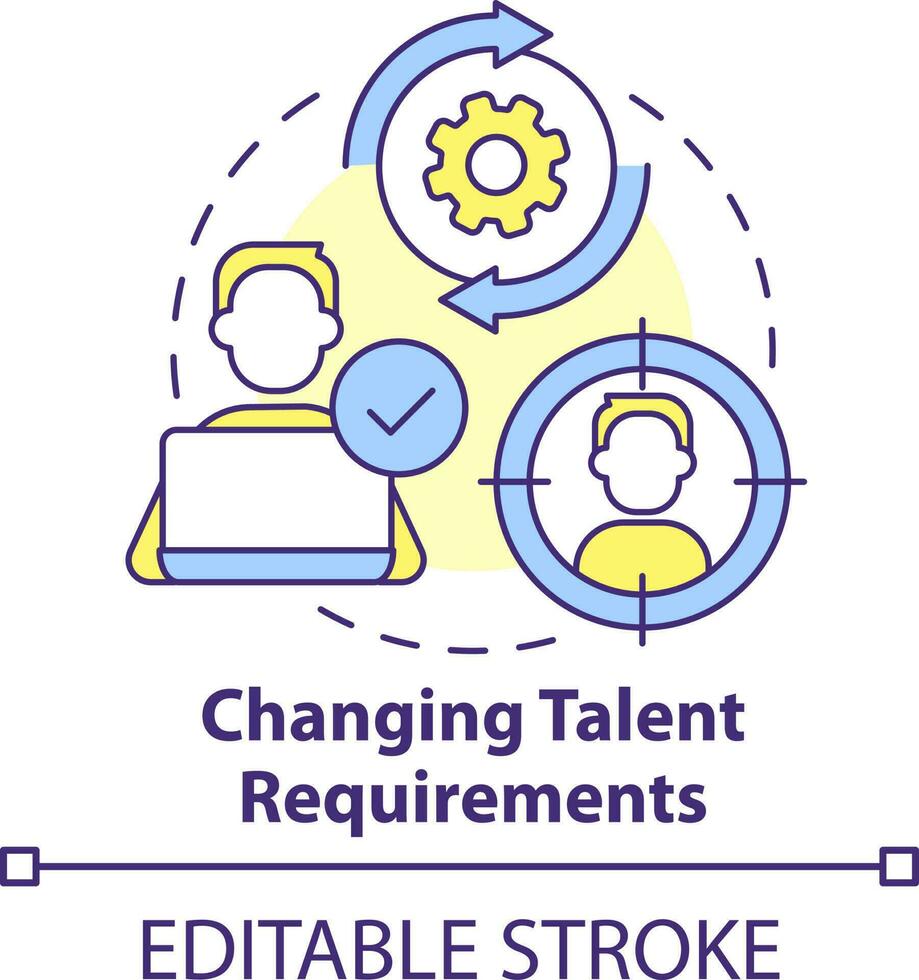 Changing talent requirements concept icon. Punditized business trend abstract idea thin line illustration. Isolated outline drawing. Editable stroke vector