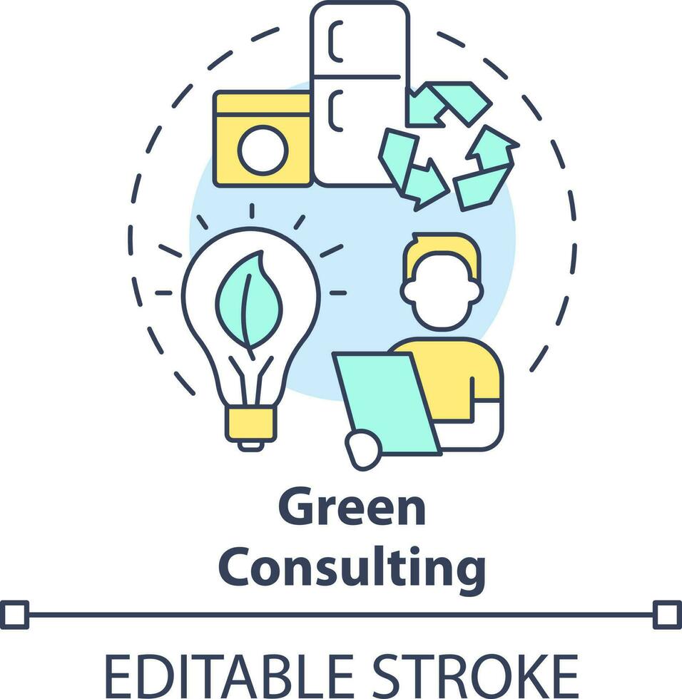 Green consulting concept icon. Energy conservation. In demand small business idea abstract idea thin line illustration. Isolated outline drawing. Editable stroke vector