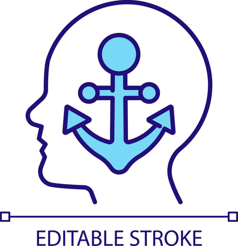 Feeling burden RGB color icon. Mindset and attitude. Anxiety and worry. Oppressing thoughts. Isolated vector illustration. Simple filled line drawing. Editable stroke