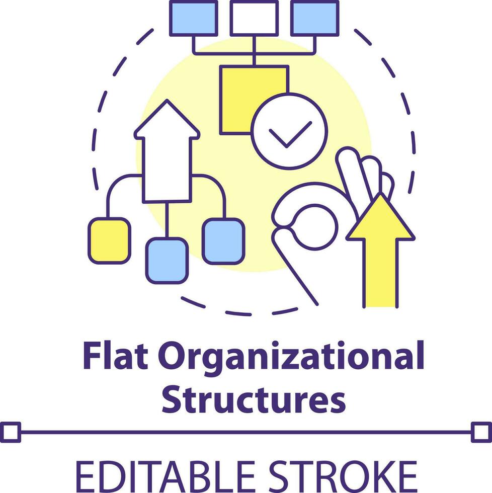 Flat organizational structures concept icon. Punditized business trend abstract idea thin line illustration. Isolated outline drawing. Editable stroke vector
