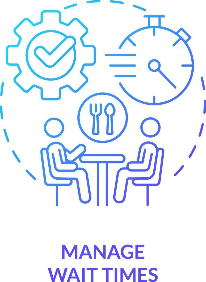 Manage wait times blue gradient concept icon. Restaurant customer service abstract idea thin line illustration. Keeping visitors happy. Isolated outline drawing vector