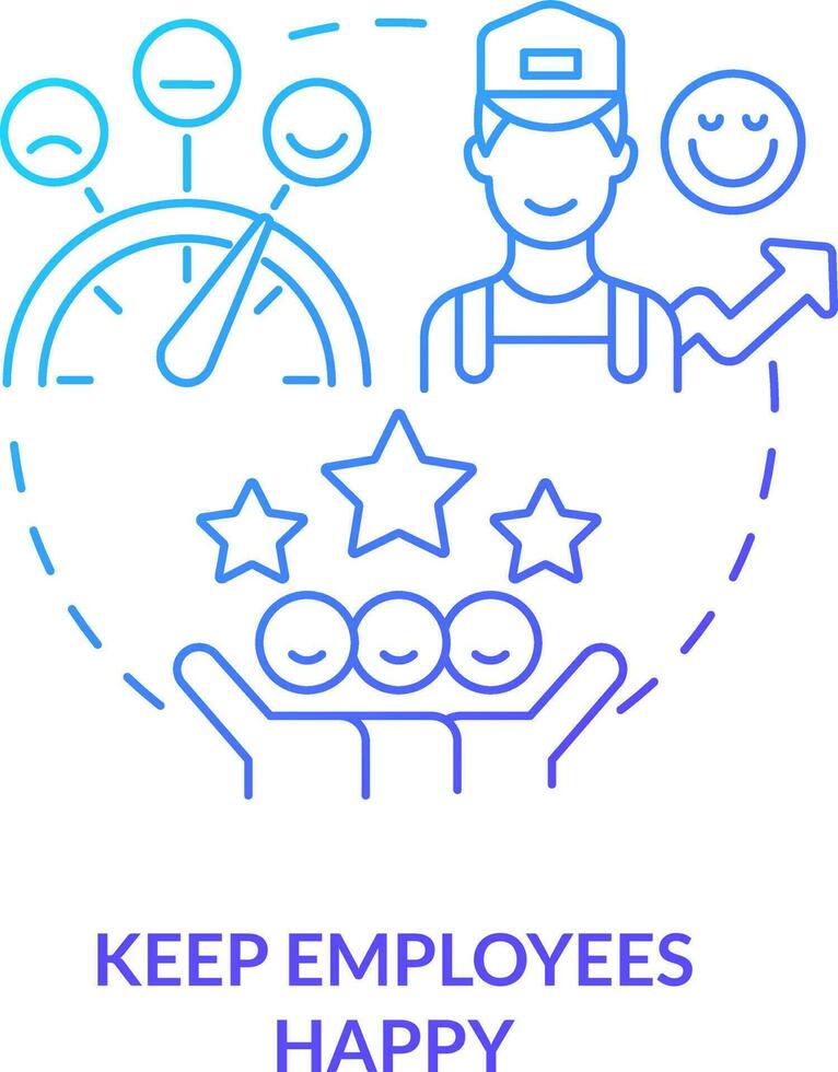 Keep employees happy blue gradient concept icon. Improving hotel customer service abstract idea thin line illustration. Reward for performance. Isolated outline drawing vector