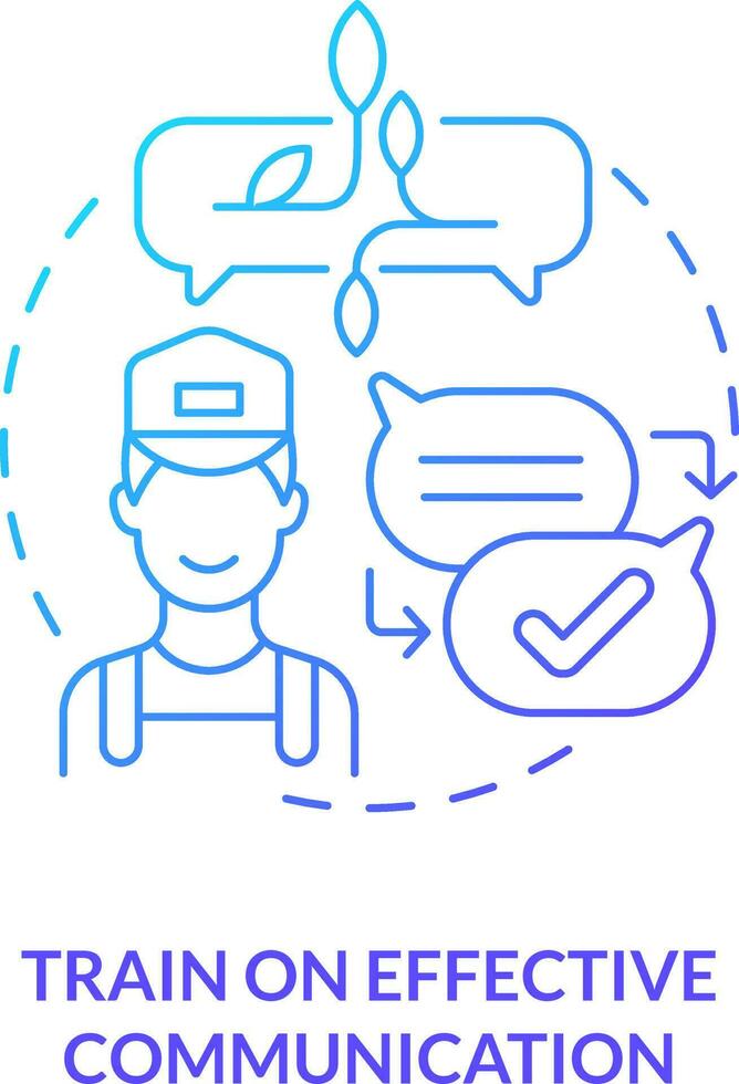 Train on effective communication blue gradient concept icon. Restaurant customer service skill abstract idea thin line illustration. Fast food. Isolated outline drawing vector
