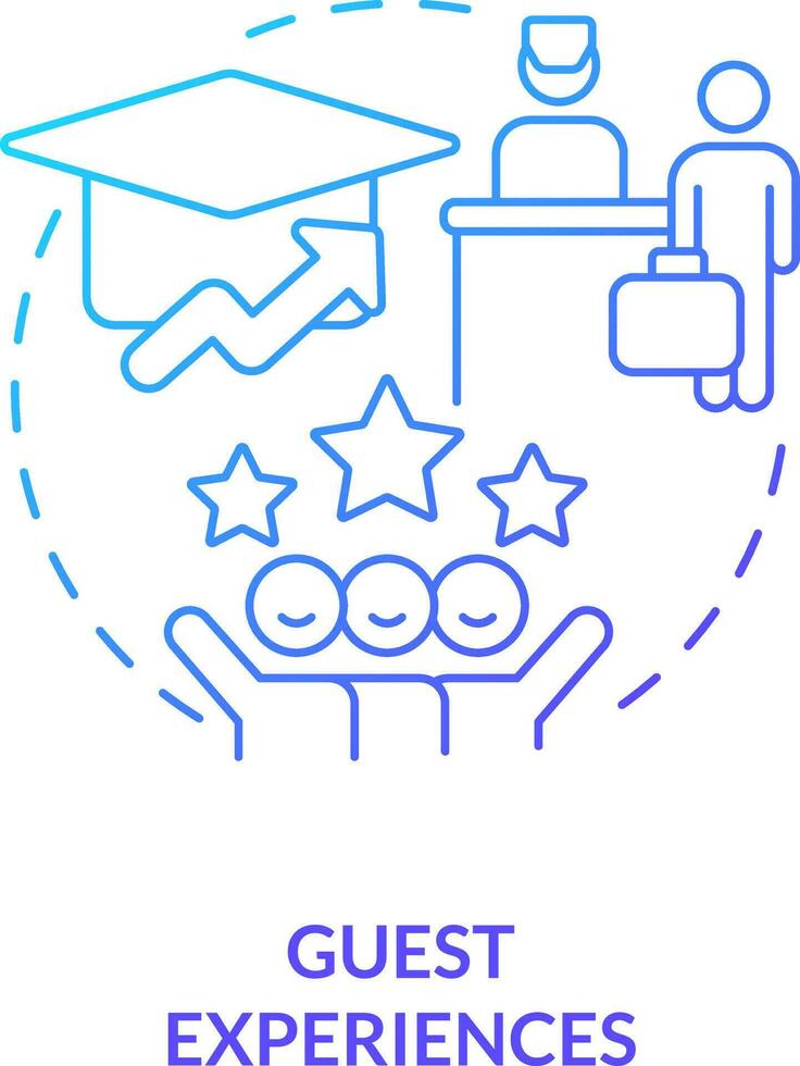 Guest experiences blue gradient concept icon. Hotel training program abstract idea thin line illustration. Customer engagement and satisfaction. Isolated outline drawing vector