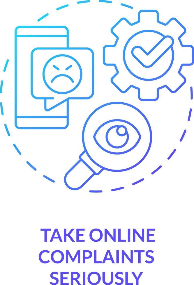 Take online complaints seriously blue gradient concept icon. Food industry customer satisfaction abstract idea thin line illustration. Isolated outline drawing vector