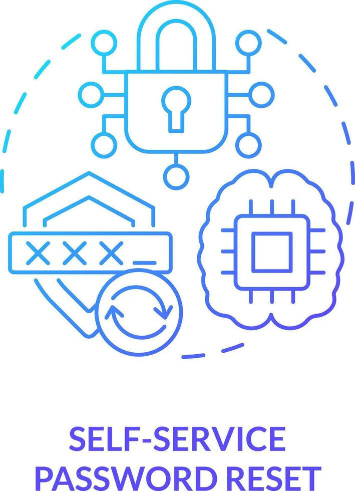 Self-service password reset blue gradient concept icon. Management abstract idea thin line illustration. Password recovery software. Isolated outline drawing vector