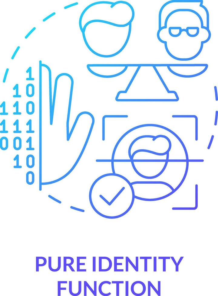 Pure identity function blue gradient concept icon. Identity management process abstract idea thin line illustration. Isolated outline drawing. Control access vector