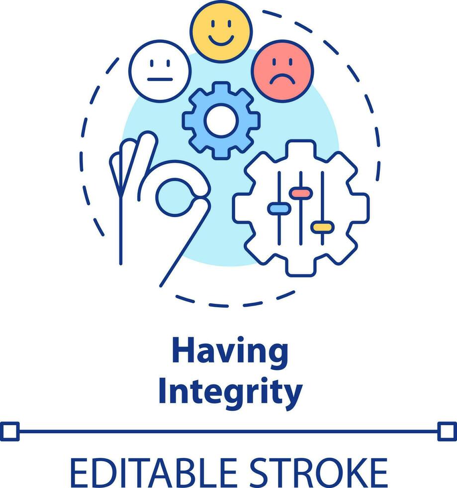 Having integrity concept icon. Self-management skill abstract idea thin line illustration. Honesty about morals and values. Isolated outline drawing. Editable stroke vector