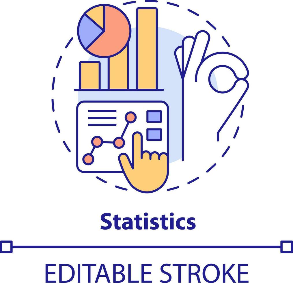 Statistics concept icon. Interesting skill to learn abstract idea thin line illustration. Analyzing data. Probability. Isolated outline drawing. Editable stroke vector