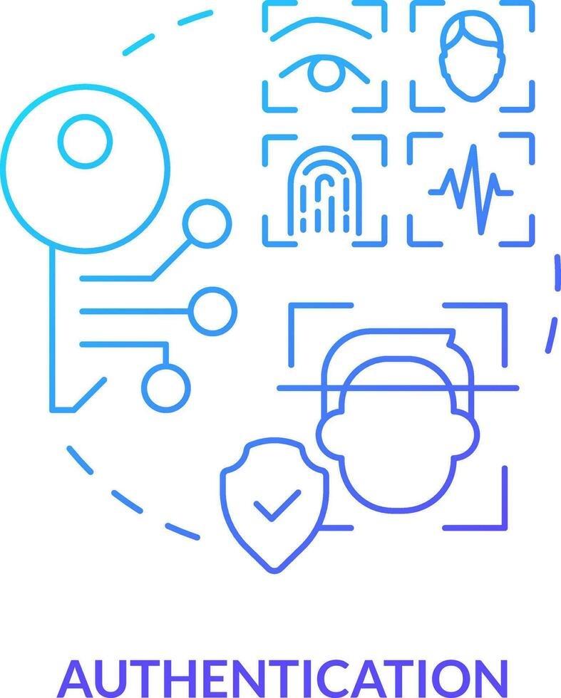 Authentication blue gradient concept icon. Identity management capability abstract idea thin line illustration. Personal information. Isolated outline drawing vector