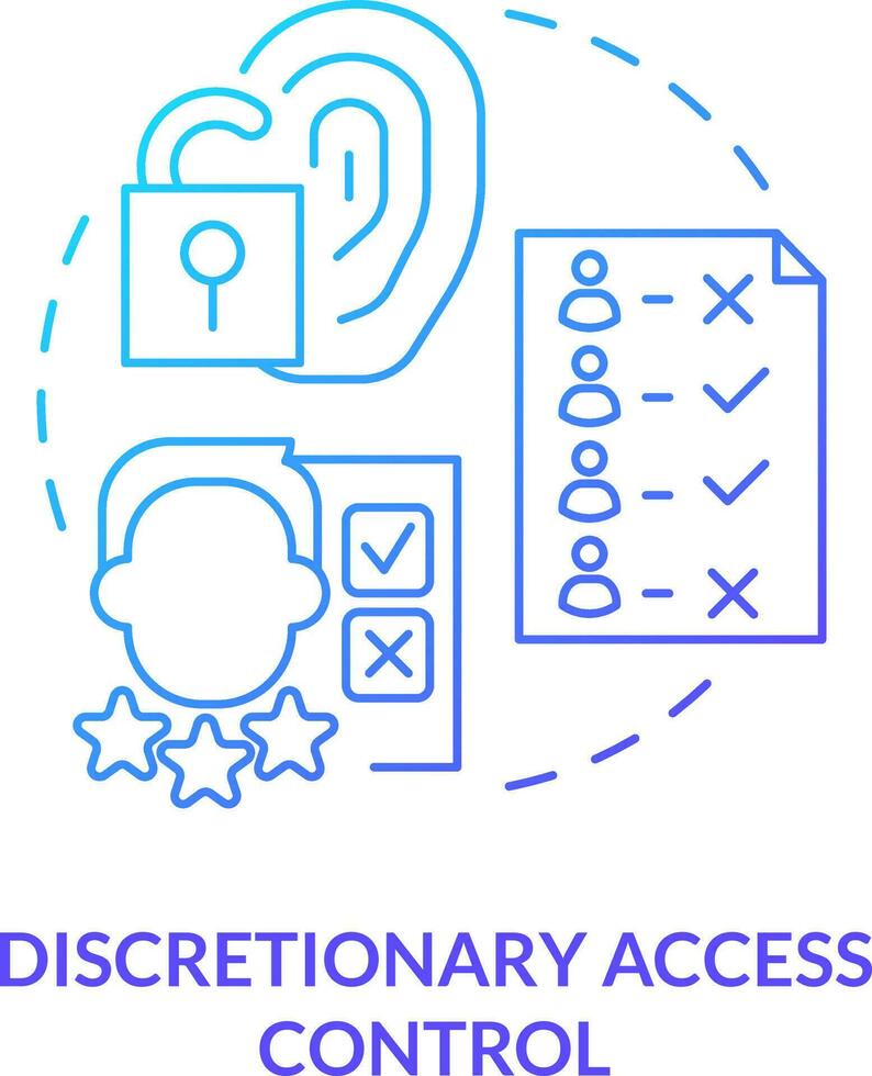 Discretionary access control blue gradient concept icon. Security management abstract idea thin line illustration. Resources owner gives permission. Isolated outline drawing vector