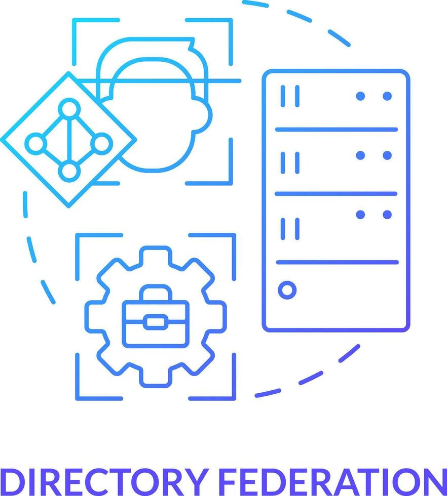 directorio federación azul degradado concepto icono. directorio Servicio resumen idea Delgado línea ilustración. acceso a aplicaciones, sistemas aislado contorno dibujo vector