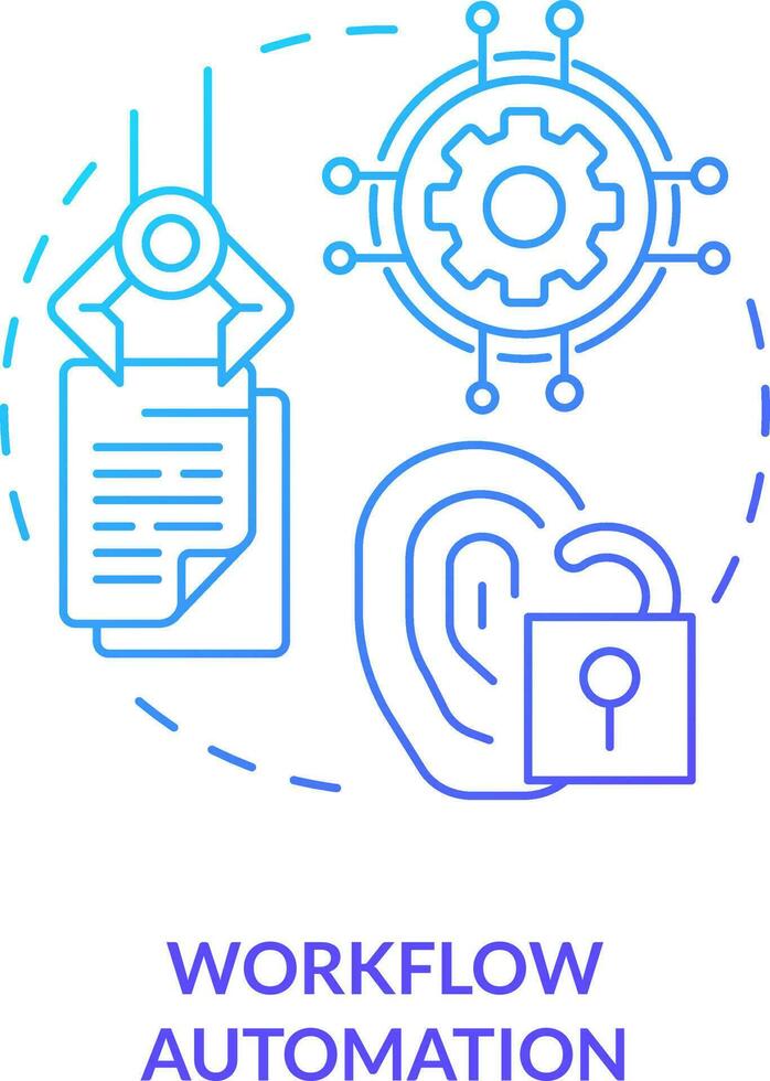 Workflow automation blue gradient concept icon. Management of identities abstract idea thin line illustration. Business processes. Flow of tasks. Isolated outline drawing vector