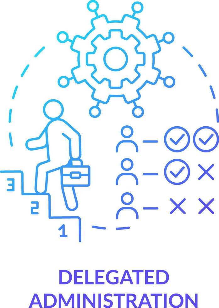 Delegated administration blue gradient concept icon. Manage identities abstract idea thin line illustration. Different rights of access. Isolated outline drawing vector