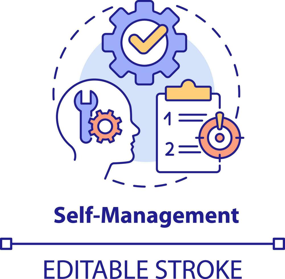 Self management concept icon. Personal development abstract idea thin line illustration. Strategic planning. Self control. Isolated outline drawing. Editable stroke vector
