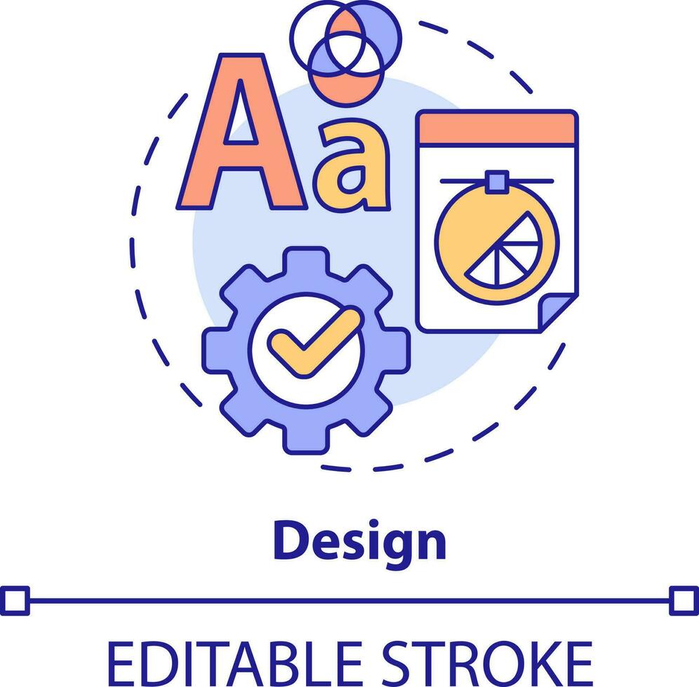 Design concept icon. Personal development abstract idea thin line illustration. Visual content. Graphic skills. Isolated outline drawing. Editable stroke vector