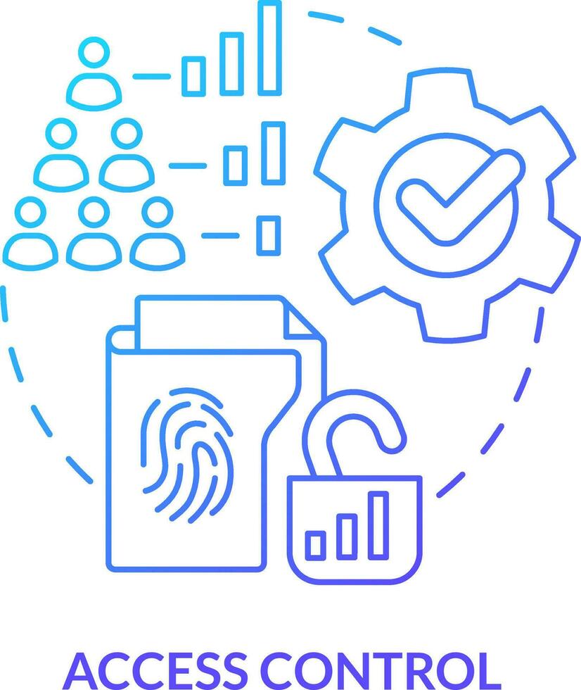 Access control blue gradient concept icon. Part of physical security standard abstract idea thin line illustration. Cybersecurity system. Isolated outline drawing vector