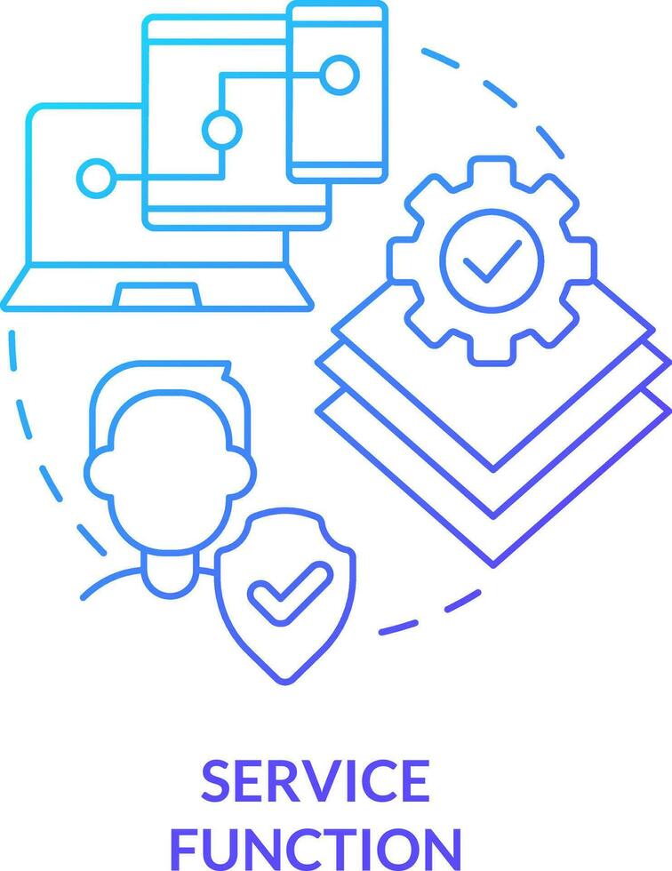 Service function blue gradient concept icon. Identity management process abstract idea thin line illustration. Remote access to systems. Isolated outline drawing vector