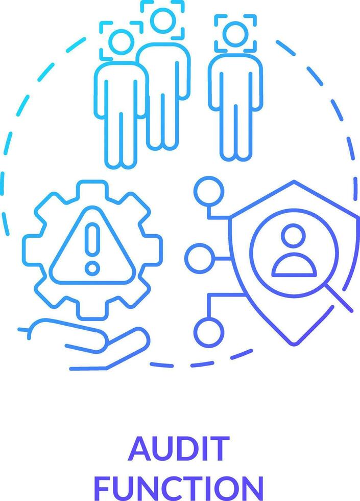 Audit function blue gradient concept icon. Identity management process abstract idea thin line illustration. Monitoring user behaviour. Isolated outline drawing vector