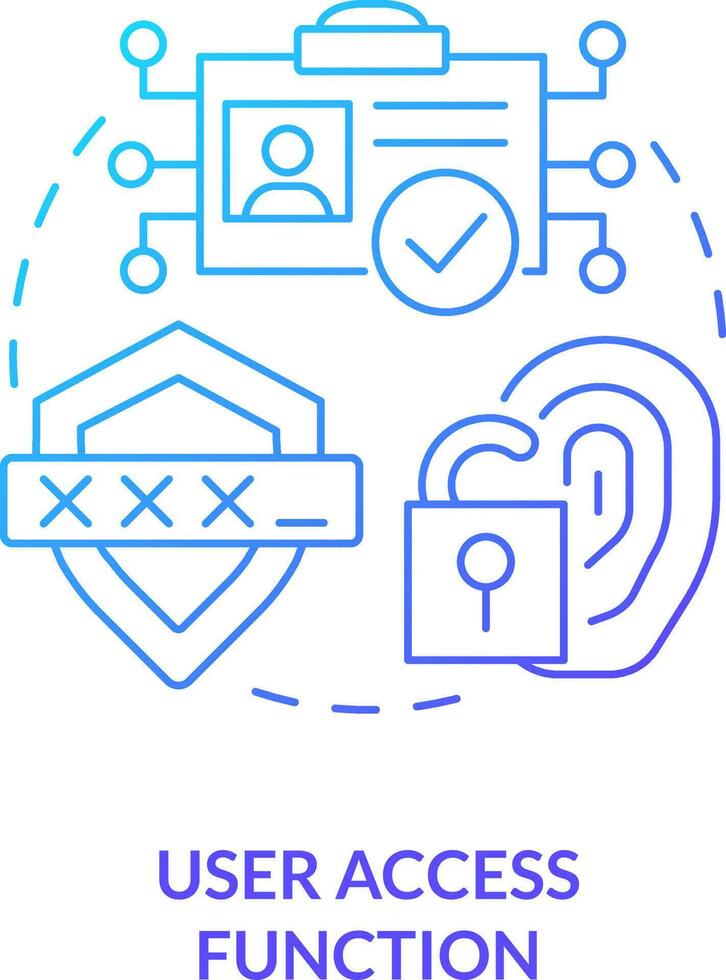 User access function blue gradient concept icon. Identity management process abstract idea thin line illustration. Log-on function. Isolated outline drawing vector
