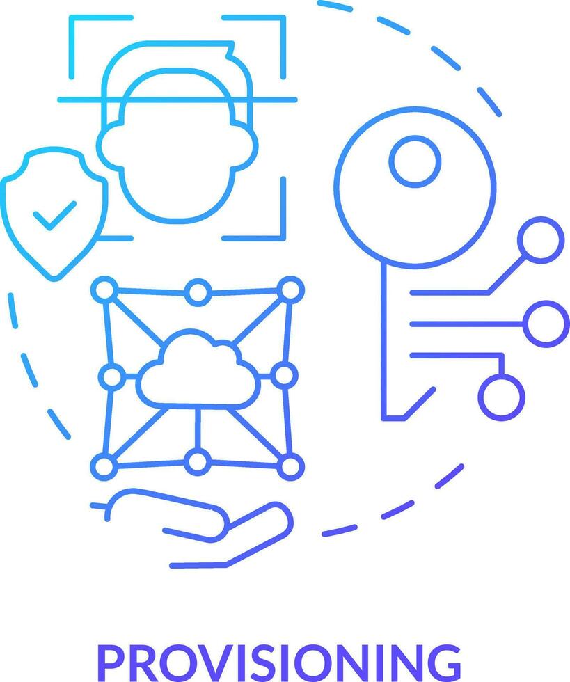 Provisioning blue gradient concept icon. Management of identities abstract idea thin line illustration. Assigning permissions to users. Isolated outline drawing vector