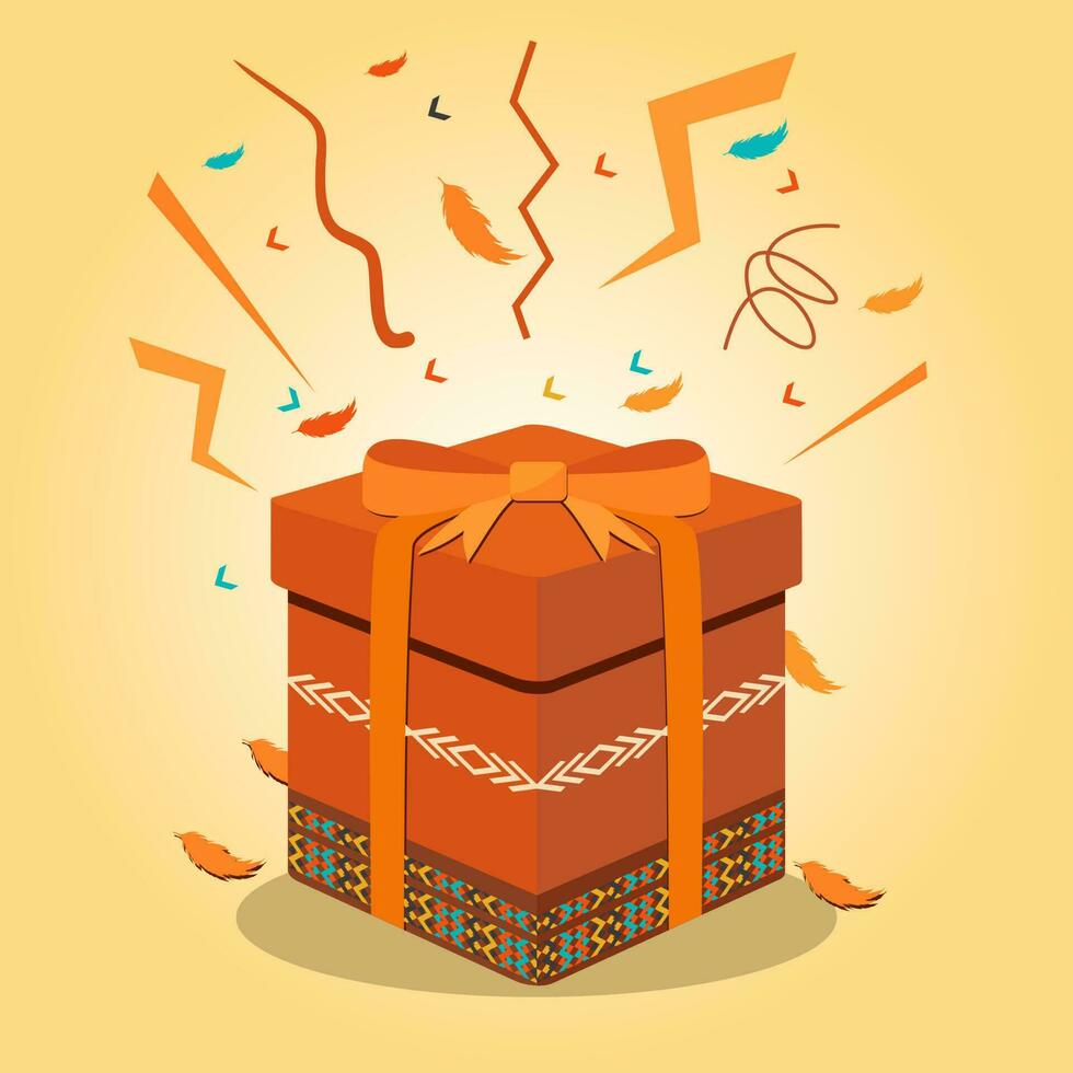 regalo caja nativo America día celebracion con apache tradicional decoración vector